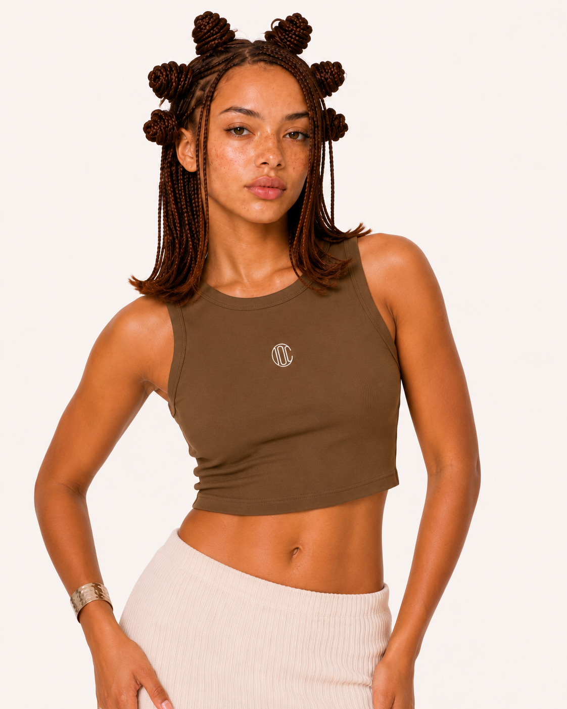 Icon Crop Tank Brown