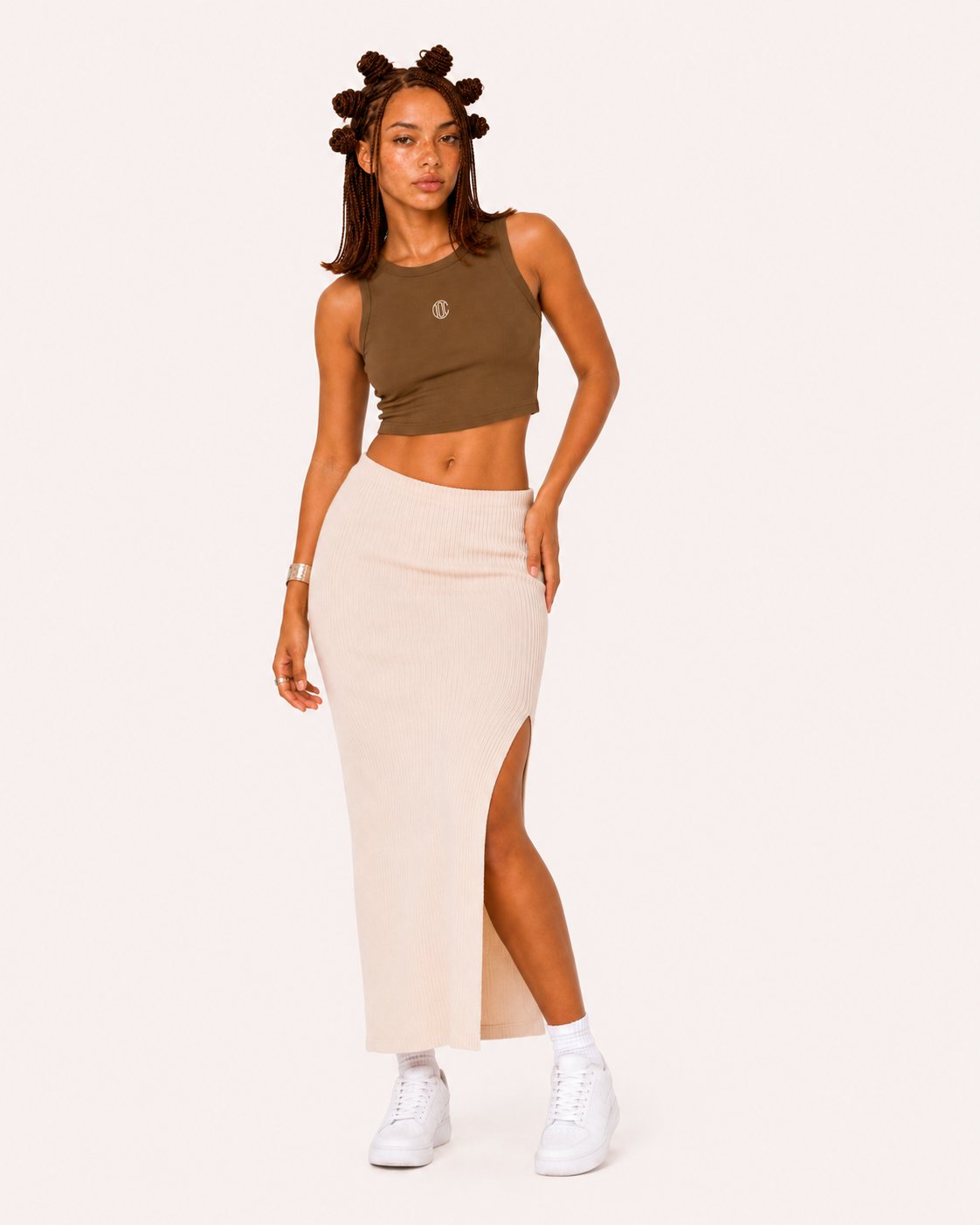 Icon Crop Tank Brown