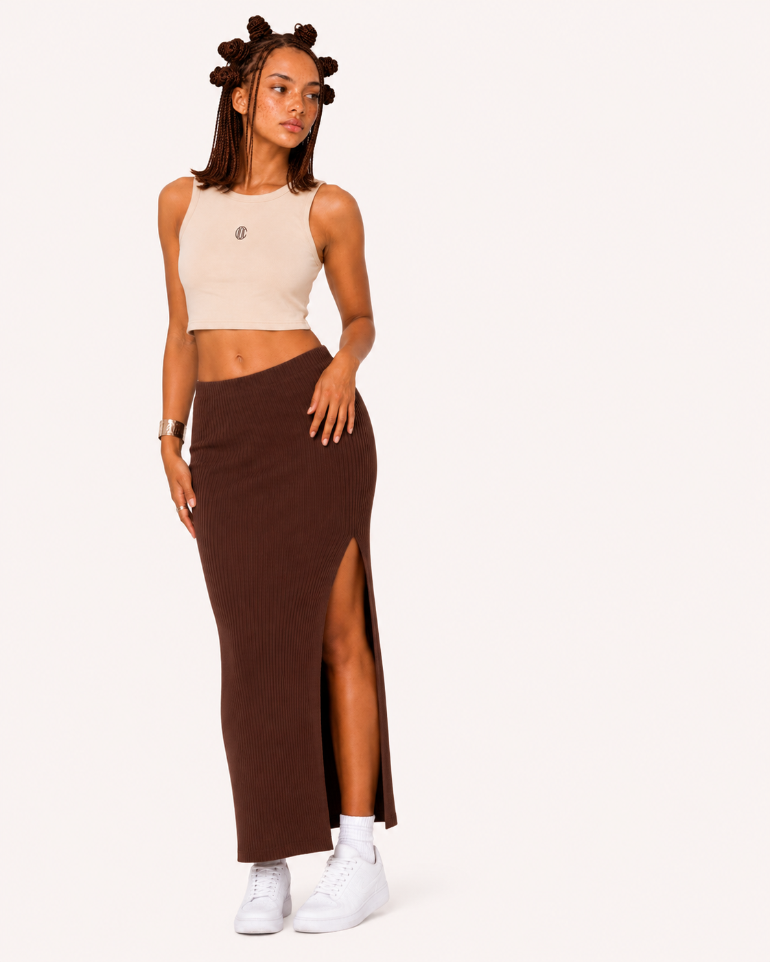 Icon Crop Tank Khaki