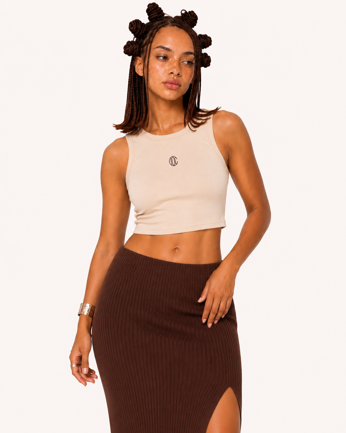 Icon Crop Tank Khaki