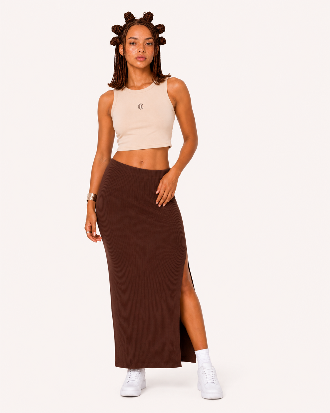 Icon Crop Tank Khaki