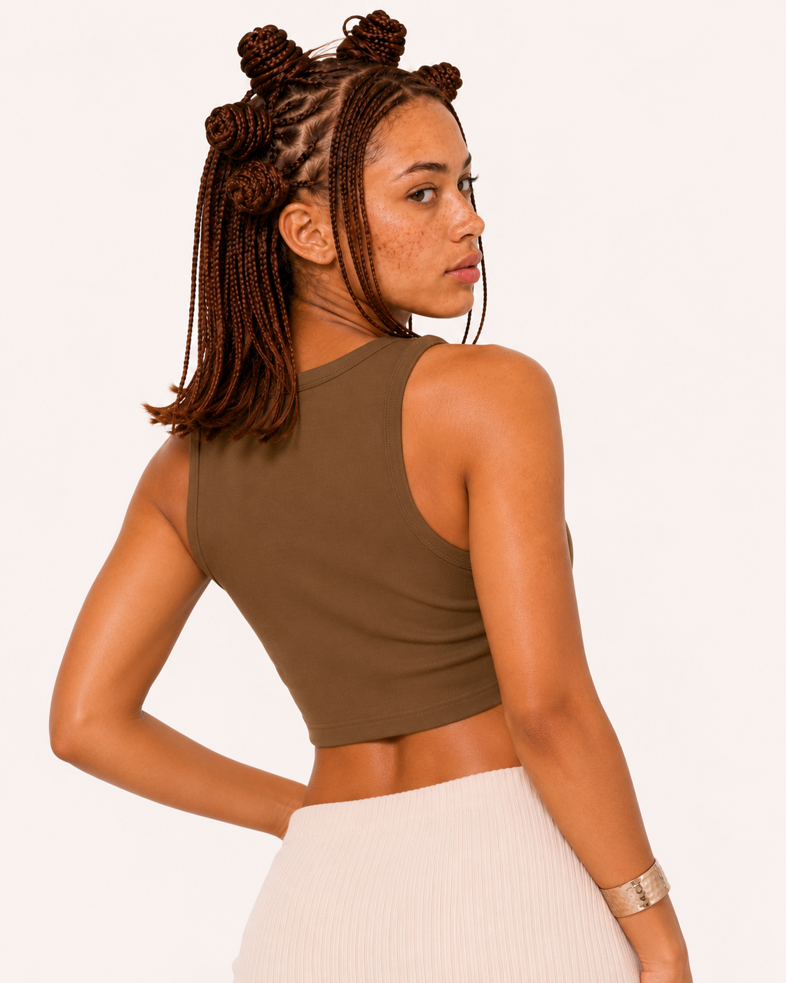 Icon Crop Tank Brown