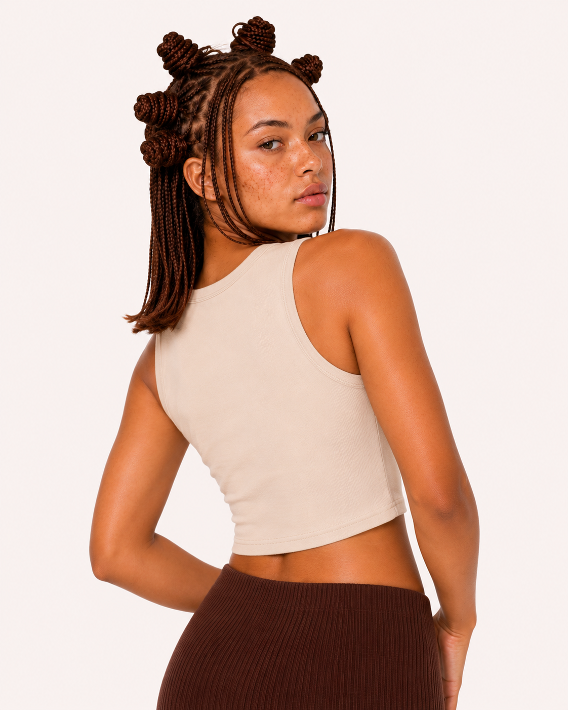 Icon Crop Tank Khaki