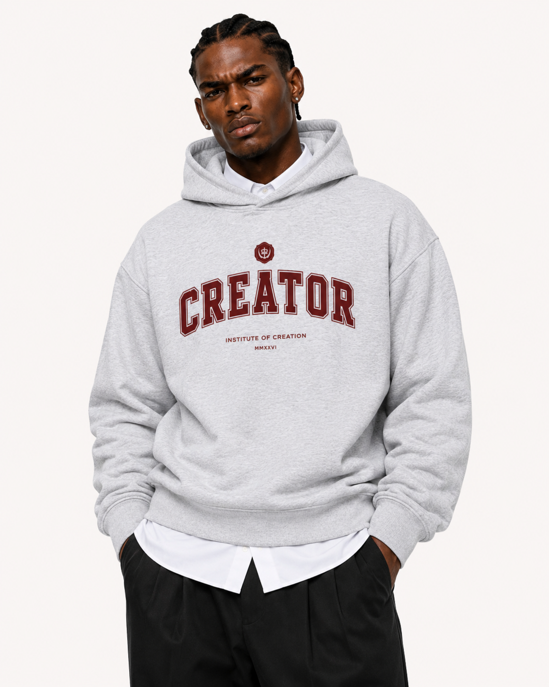 Creator Varsity Hoodie Flower Gray